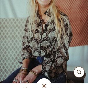 Block print button down shirt